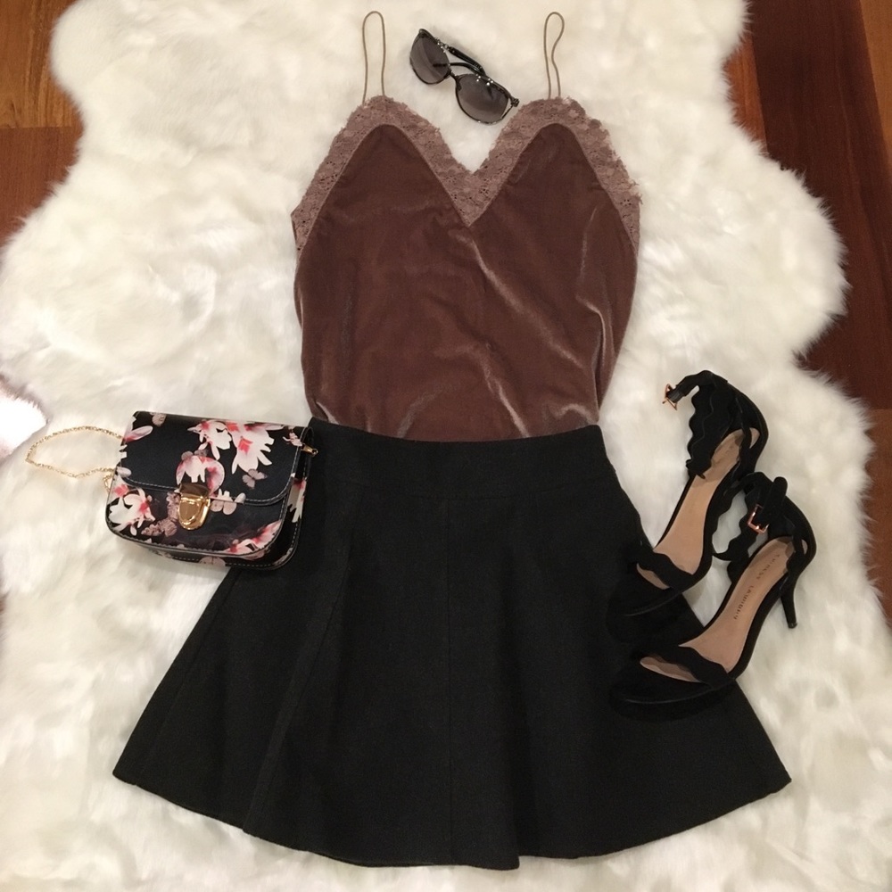 Dark grey winter wool skater/ pleated skirt - new